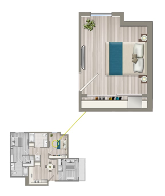 Floor Plan  Ascent Furnished Co-Living Studio Suite B3B