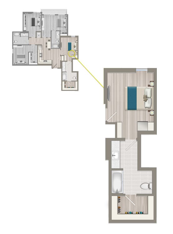 Floor Plan  Ascent Furnished Co-Living Primary Suite C1D