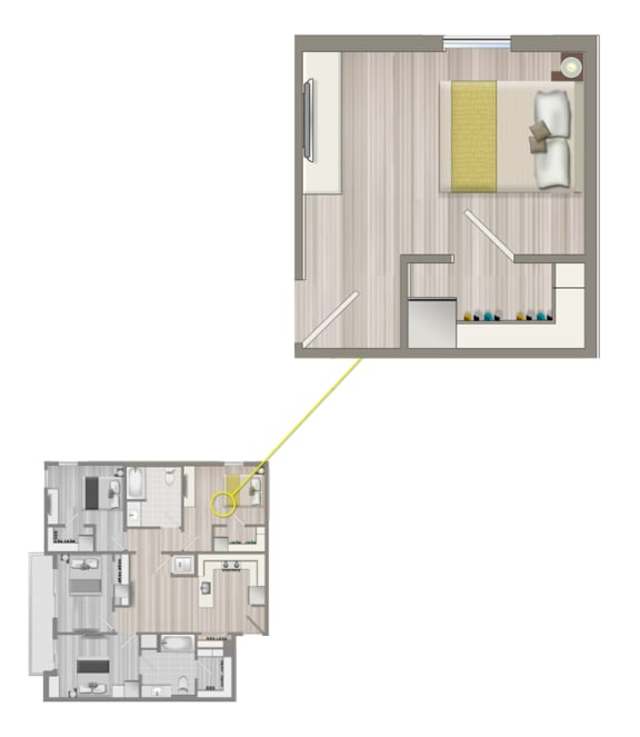 Floor Plan  Ascent Furnished Co-Living Studio Suite C3D