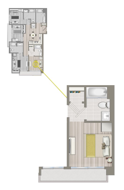 Floor Plan  Ascent Furnished Co-Living Primary Suite C5A