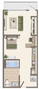 Jr. 1 Bedroom E Floor Plan at NMS 1539 Fourth, Santa Monica, CA