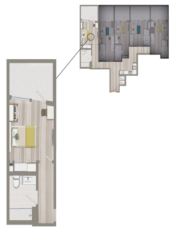 Floor Plan  Furnished Co-Living Studio Suite K