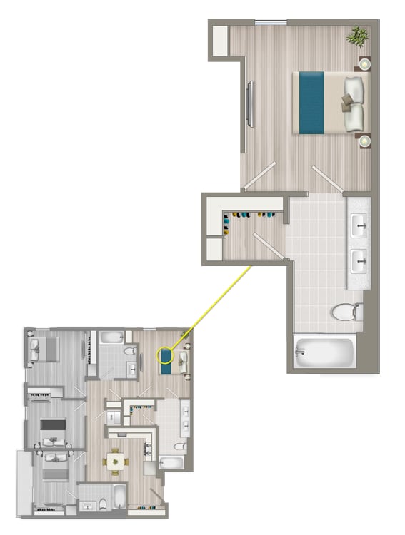 Furnished Co-Living Primary Suite 882D