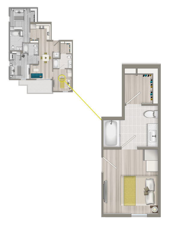 Floor Plan  Furnished Co-Living Primary Suite J188