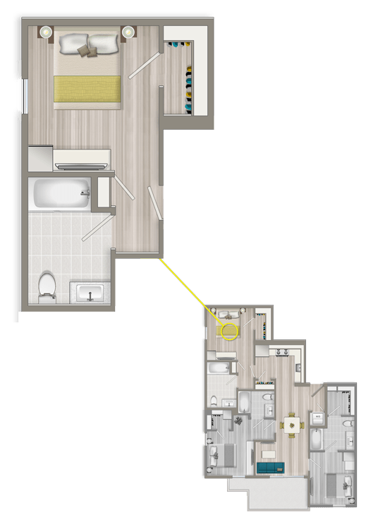 Floor Plan  Furnished Co-Living Primary Suite 88CC