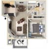 Layout of one bedroom floor plan