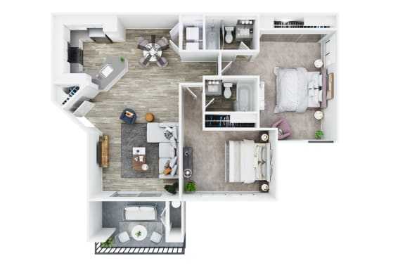 2 Bedroom 2 Bath Floor Plan