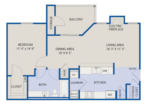 Floor Plan  Large 1 Bedroom- Phase I