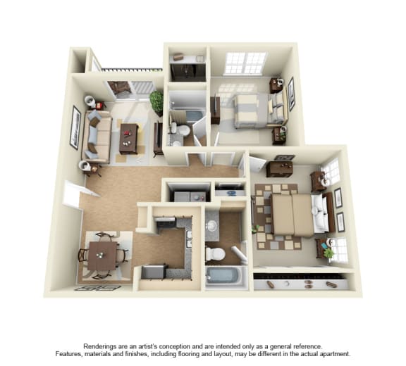 Floor Plan  Creekside Apartments In Dallas, TX offers spacious 1 and 2 Bedroom Apartments!