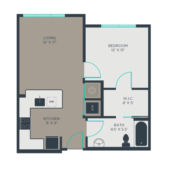 1C Floor Plan at Link Apartments&#xAE; Manchester, Virginia, 23224
