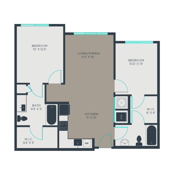 2B Floor Plan at Link Apartments&#xAE; Manchester, Richmond, VA