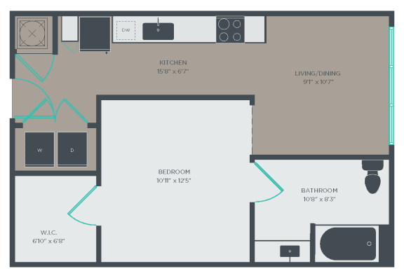 A1-A Floor Plan at Link Apartments&#xAE; Linden, Chapel Hill, 27517