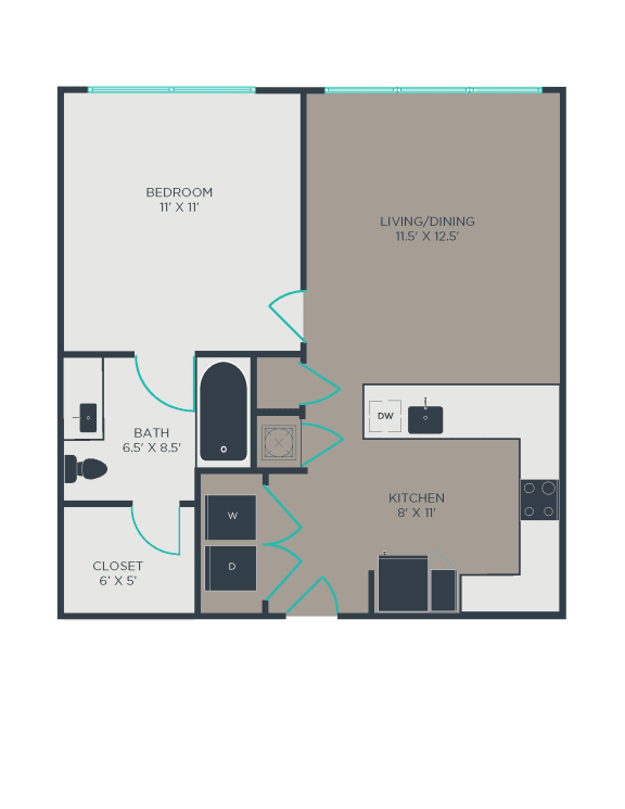 A1 Floor Plan at Link Apartments&#xAE; Brookstown, Winston Salem, NC
