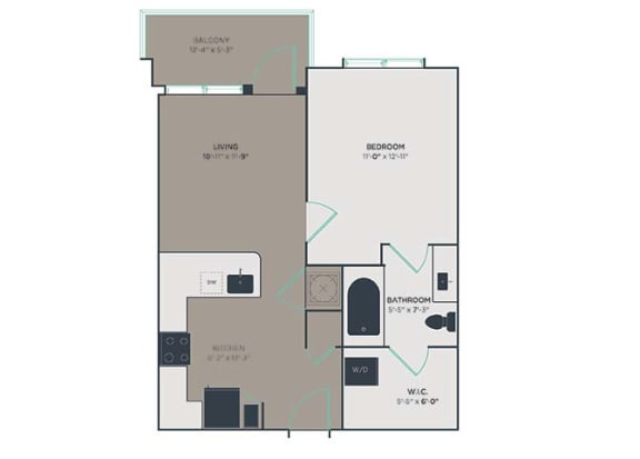 Floor Plan  A1 1 Bed 1 Bath Floor Plan at Link Apartments&#xAE; Montford, Charlotte
