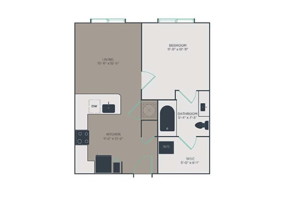 Floor Plan  A2 1 Bed 1 Bath Floor Plan at Link Apartments&#xAE; Montford, North Carolina, 28209