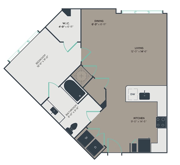 Floor Plan  A4_A 1 Bed 1 Bath Floor Plan at Link Apartments&#xAE; Montford, Charlotte, 28209
