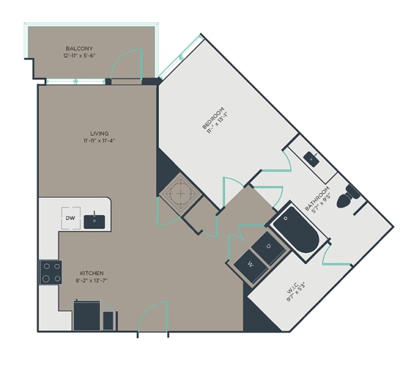 Floor Plan  A5 1 Bed 1 Bath Floor Plan at Link Apartments&#xAE; Montford, Charlotte, North Carolina
