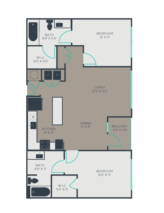 B2 Floor Plan at Link Apartments&#xAE; Brookstown, North Carolina, 27101