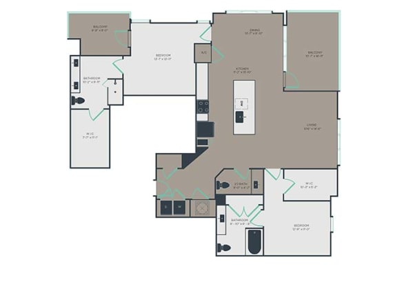 B5 2 Bed 2.5 Bath Floor Plan at Link Apartments&#xAE; Montford, Charlotte, 28209