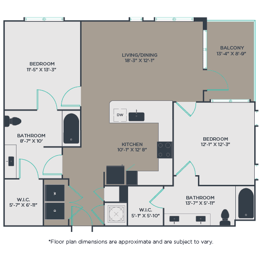 B3A Floor Plan B3A Floor Plan at Link Apartments® Mint Street, Charlotte, 28203