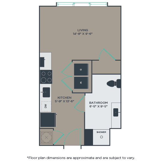 S1A Floor Plan at Link Apartments&#xAE; Mint Street, Charlotte, 28203