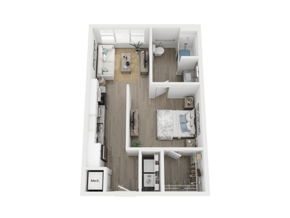 Floor Plan  Trendy and accessible one bed one bath at Link Apartments 4th Street in Winston-Salem, NC