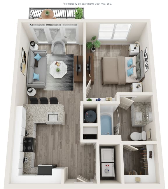 A3 Floor Plan at Link Apartments&#xAE; Linden, Chapel Hill, North Carolina