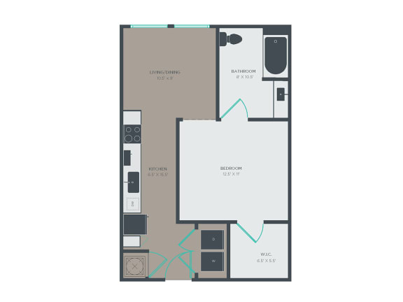 A1-A 1 Bed 1 Bath Floor Plan A1-A 1 Bed 1 Bath Floor Plan at Link Apartments® Grant Park, Atlanta, 30312
