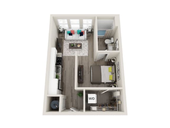 A1 1 Bed 1 Bath Floor 494 Sqft Plan A1 1 Bed 1 Bath Floor 494 Sqft Plan at Link Apartments® Grant Park, Atlanta, 30312
