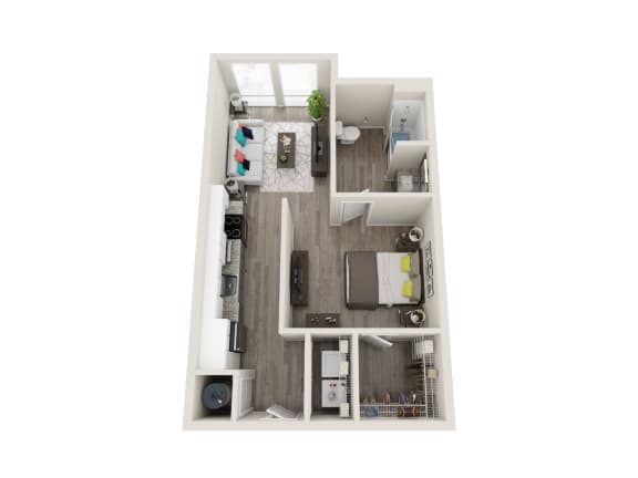 A1-A 1 Bed 1 Bath 608 Sqft Floor Plan A1-A 1 Bed 1 Bath 608 Sqft Floor Plan at Link Apartments® Grant Park, Atlanta, Georgia