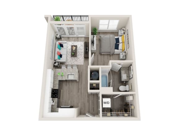 A3 1 Bed 1 Bath 653 Sqft Floor Plan A3 1 Bed 1 Bath 653 Sqft Floor Plan at Link Apartments® Grant Park, Georgia