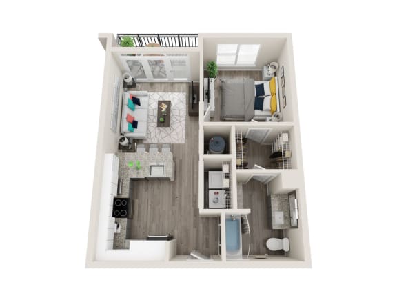 A3-A 1 Bed 1 Bath 653 Sqft Floor Plan A3-A 1 Bed 1 Bath 653 Sqft Floor Plan at Link Apartments® Grant Park, Georgia, 30312