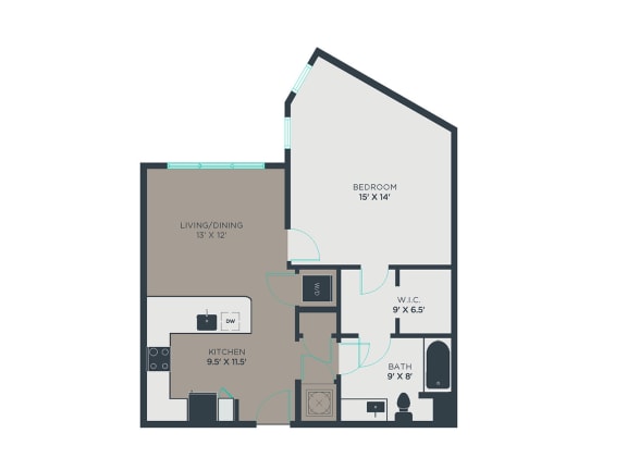 A7-Alt 1 Bed 1 Bath Floor Plan A7-Alt 1 Bed 1 Bath Floor Plan at Link Apartments® Grant Park, Atlanta, GA