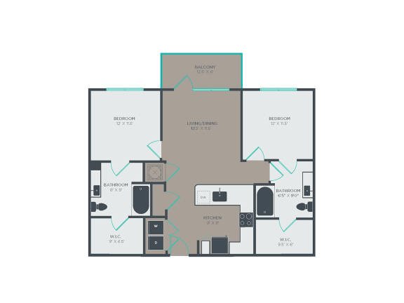 B1 2 Bed 2 Bath Floor Plan B1 2 Bed 2 Bath Floor Plan at Link Apartments® Grant Park, Atlanta, Georgia
