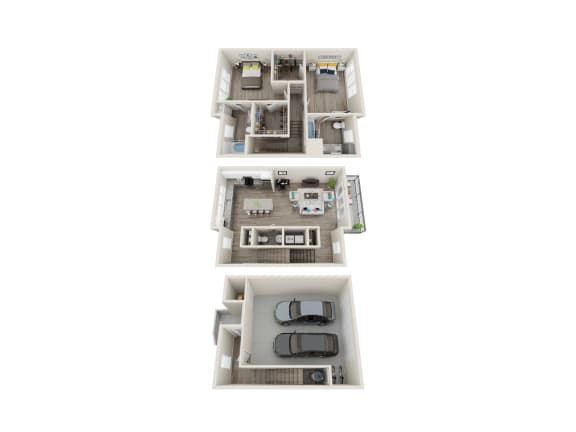 TH 2 Bed 2.5 Bath 1570 Sqft Floor Plan TH 2 Bed 2.5 Bath 1570 Sqft Floor Plan at Link Apartments® Grant Park, Atlanta, GA, 30312