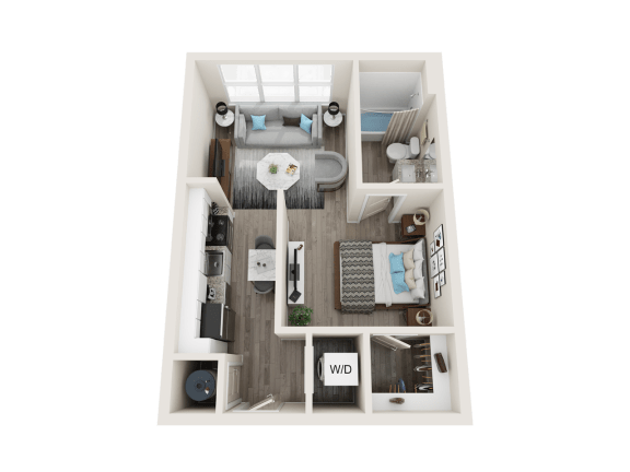 A1 Floor Plan at Link Apartments&#xAE; Linden, Chapel Hill, NC, 27517