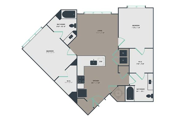 B3 2 Bed 2 Bath Floor Plan at Link Apartments&#xAE; Montford, Charlotte, 28209