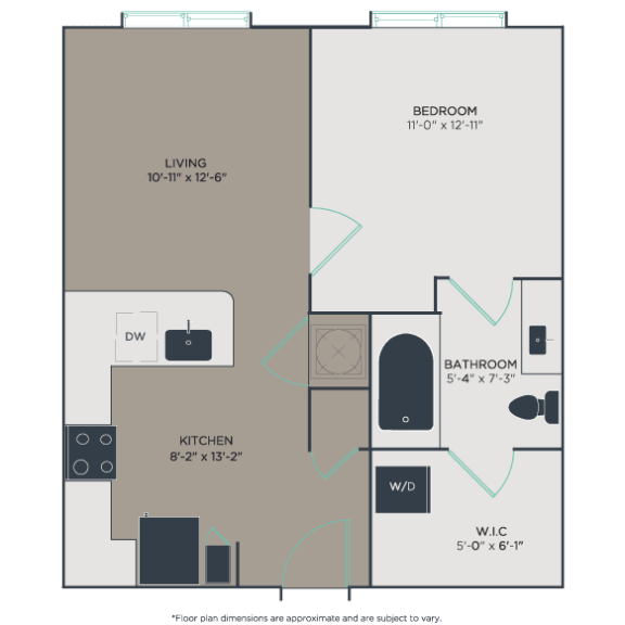 653 square foot one bedroom one bathroom apartment at Link Apartments Montford in Charlotte, NC