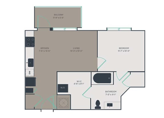 J3 1 Bed 1 Bath Floor Plan at Link Apartments&#xAE; Montford, Charlotte, 28209