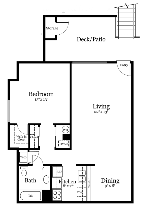 A1 Floor Plan at Silver Lake Apartments