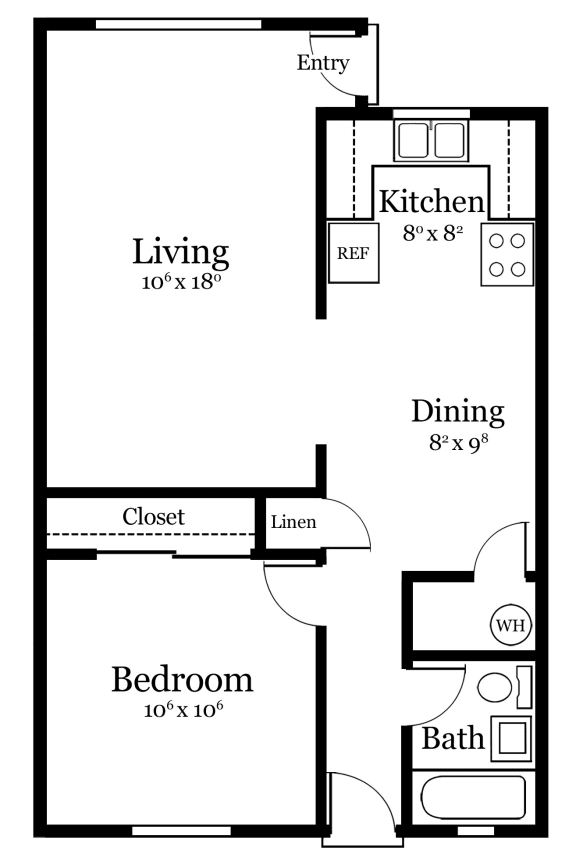 A2 Floor Plan at Oak Manor &amp; Angel Street Apartments