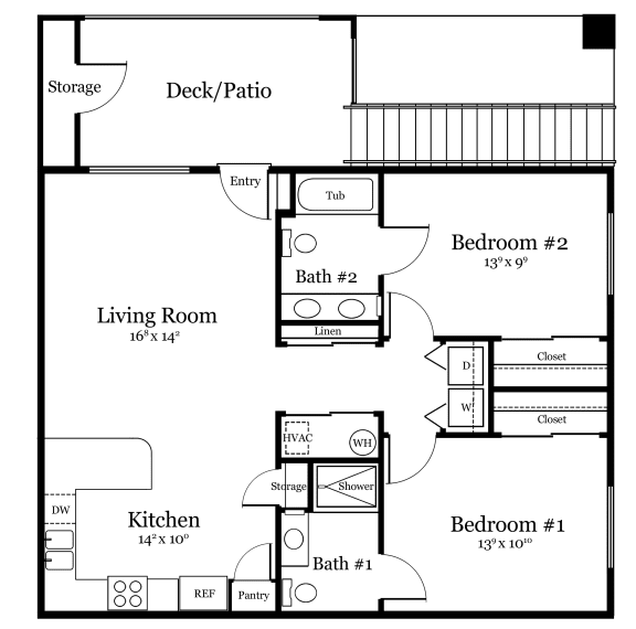 B2 Floor Plan at Vale Apartments &amp; Townhomes