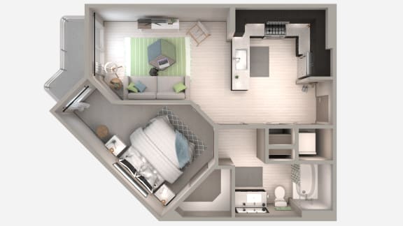 One Bedroom A1 Floor Plan at Centra