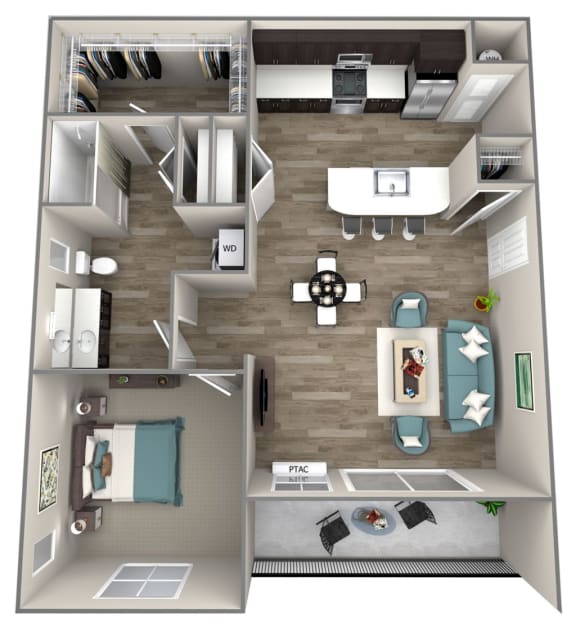 1 bed 1 bath Gala Floor Plan at Hearth Apartment Homes, Vancouver, WA, 98684