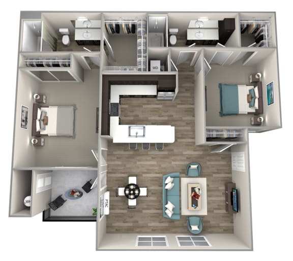 2 bedroom 2 bath Baldwin Floor Plan at Hearth Apartment Homes, Vancouver, Washington