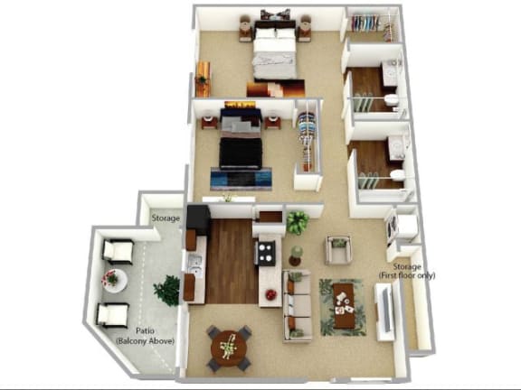 b2 floor plan at Waterleaf Apartment Homes, CA 92083