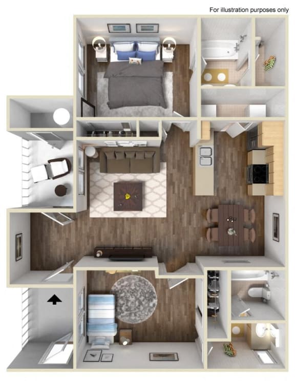 929 sq.ft. A2 Floor plan, at Rosina Vista, CA, 91913