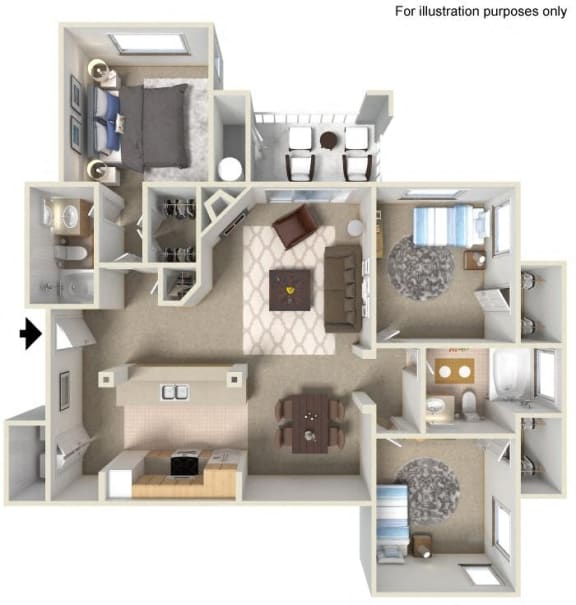 Floor Plan  E- Lauritz 1,295 SF Floor Plan, at Casoleil, 1100 Dennery Rd, CA