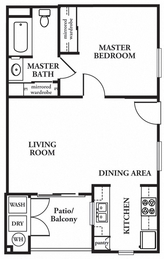 681 sq.ft. 1 x 1 Floor plan, at The Landing, San Diego, 92154