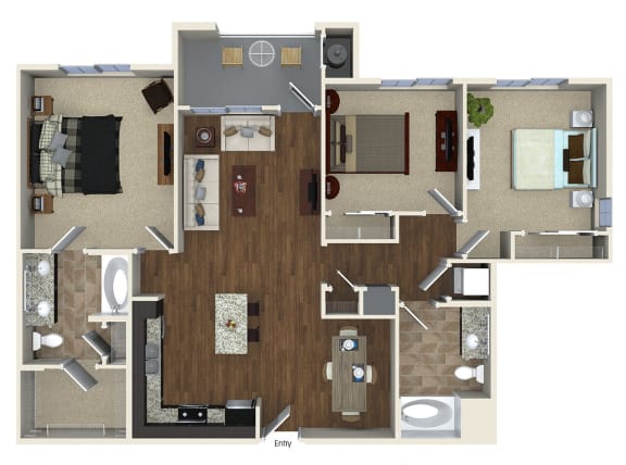 1369 sq.ft. C1 Floor plan, at SETA, La Mesa, California